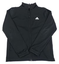 Černá sportovní propínací mikina s logem a rolákem Adidas