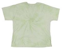 Světlezeleno-biele batikované tričko s vreckom ZARA