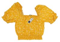 Oranžovožlutá crop blúzka s kvietkami M&Co