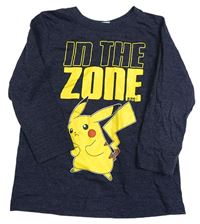 Tmavomodré melírované triko s Pikachu 