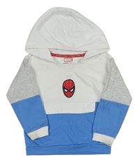 Bielo-modro-svetlosivá mikina so Spider-manem a kapucňou zn. PRIMARK