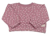 Staroružová rebrovaná oversize vyteplená mikina s kvietkami PRIMARK