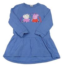 Modré teplákové šaty s Peppa Pig a Zuzkou