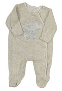 Světlebéžovo-bílý sametový overal se sloníkem Mothercare