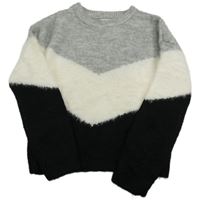 Sivo-bielo-čierny sveter PRIMARK