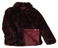 Tmavovínový kožušinový podšitý kabát St. Bernard