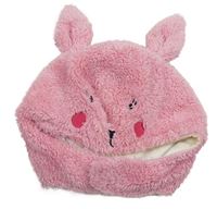 Ružová chlpatá čepice - zajačik joules