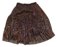 Čierno-stříbrno-meděné trblietavá sukňa s flitrami Next