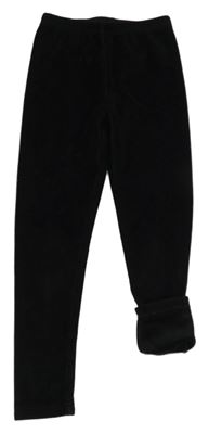 Černé žebrované sametové zateplené legíny St. Bernard