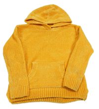 Pomerančový melírovaný žinylkový sveter s vreckom a kapucňou C&A