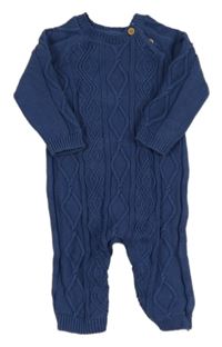 Tmavomodrý vzorovaný pletený overal F&F