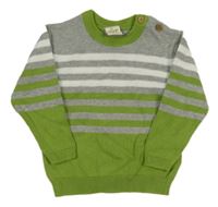 Sivo-zeleno-biely sveter s pruhmi ALANA