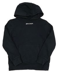 Čierna mikina s logom a vreckom a kapucňou Palm Angels