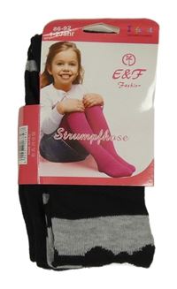 Nové - černo-šedé pruhované punčocháče s mašlemi 