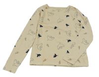 Smetanové triko s ptáčky a větvičkami ORCHESTRA