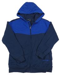 Tmavomodro-zafírová prepínaci mikina s nápisom a kapucňou POCOPIANO