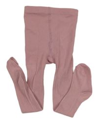 Starorůžové žebrované punčocháče