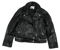 Černý koženkový jarní crop křivák s límečkem ZARA