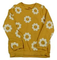 Horčicová mikina s kvetmi F&F