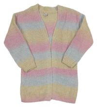 Duhový melírovaný žebrovaný svetrový cardigan Tu