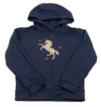 Tmavomodrá funkční mikina s jednorožcem a kapsou a kapucí MOUNTAIN WAREHOUSE