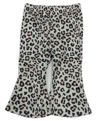 Světlebéžovo-černo-růžové vzorované flare teplákové teplé kalhoty SHEIN