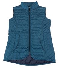 Tmavopetrolejová prešívaná šušťáková funkčná jezdecká zateplená vesta FOuganza