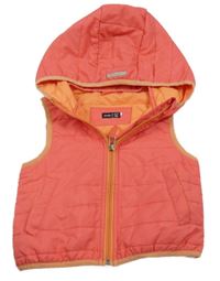 Jahodová prešívaná šušťáková zateplená vesta s kapucňou endo