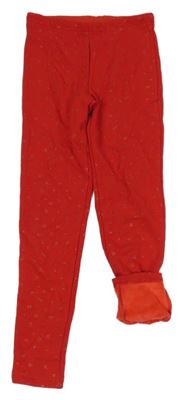 Červené teplákové zateplené legíny so trblietavými hviezdičkami St. Bernard