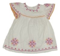 Biele vzorované šaty s výšivkou George