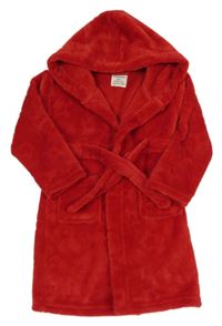 Červený plyšový župan s hvězdičkami a kapucí PRIMARK