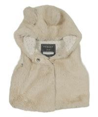 Smotanová kožušinová podšitá vesta s kapucňou s uškami PRIMARK