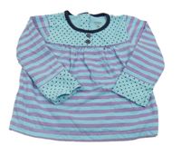 Světlemodro-fialové pruhované tričko s bodkami carter's