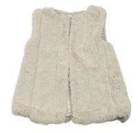 Smotanová rebrovaná kožušinová podšitá vesta PRIMARK