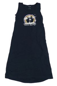 Tmavomodré dlhé šaty s palmami a dúhou name it.