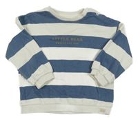 Bielo-tmavomodrá pruhovaná oversize mikina s nápismi F&F