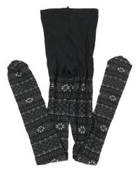 Tmavošedé vzorované punčocháče s vločkami 