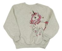 Svetlosivá melírovaná mikina s jednorožcom H&M