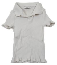 Smotanové rebrované polo crop tričko C&A