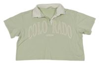 Světleolivové crop tričko s nápisom H&M