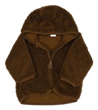 Tmavohnědá huňatá podšitá bunda s kapucí s oušky H&M