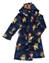 Tmavomodrý plyšový župan s PAW PATROL a kapucí nickelodeon