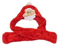 Červená kožušinová čapica so šálou s rukavicemi - Santa
