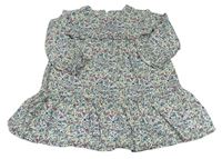 Krémové kvetované ľahké šaty s volány Zara