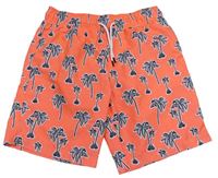 Neonově oranžové plážové kraťasy s palmami Primark