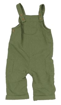 Khaki žebrované laclové kalhoty