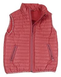 Jahodová prešívaná šušťáková zateplená vesta