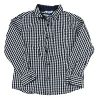 Tmavomodro-modro-biela kockovaná košeľa