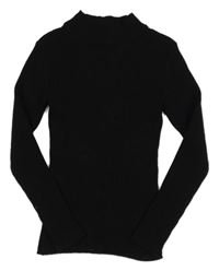 Černý žebrovaný svetr se stojáčkem