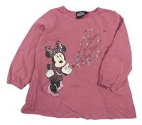 Vínové triko s Minnie a květy Disney